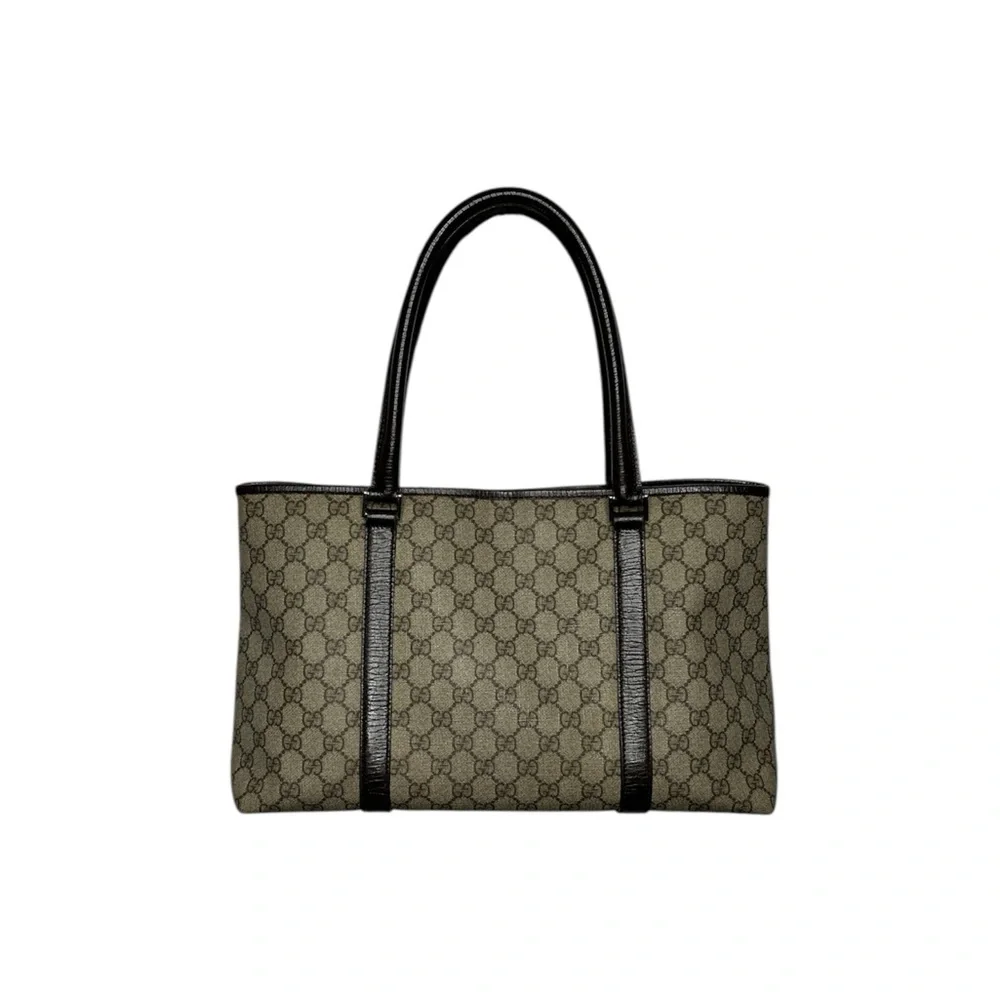 Gucci GG Supreme Canvas Tote Brown Monogram Shoulder Bag Top Handles - Picture 4 of 8